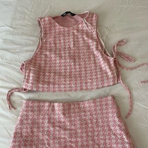 Zara houndstooth skirt pink set / two piece